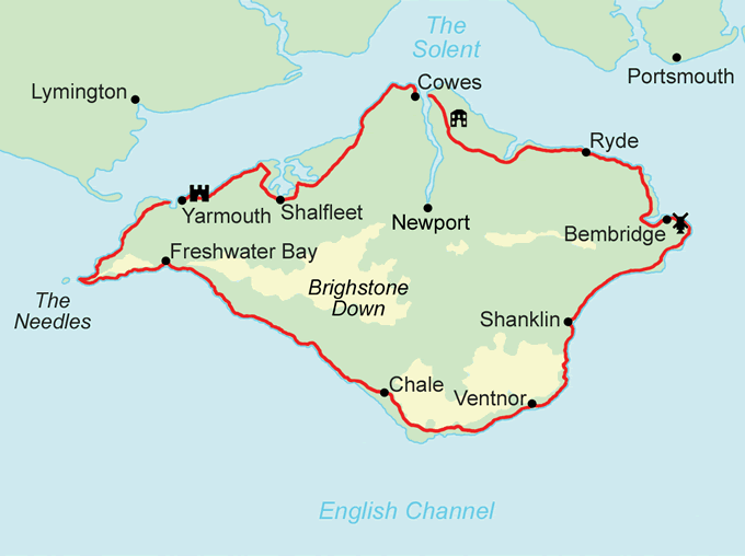 Isle of Wight Coastal Path map
